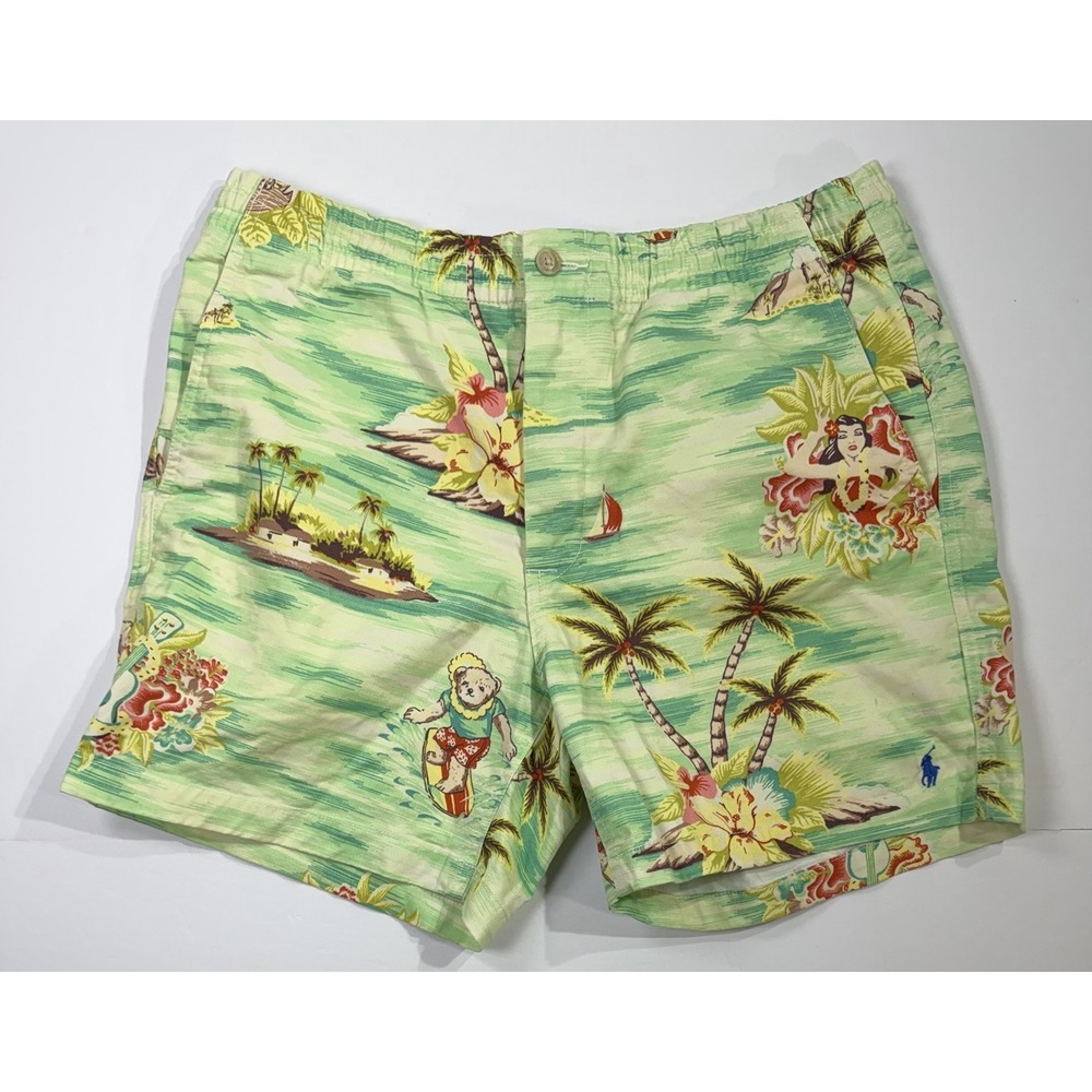 Polo Ralph Lauren Tropical Hawaiian Print Shorts Mens Medium Stretch